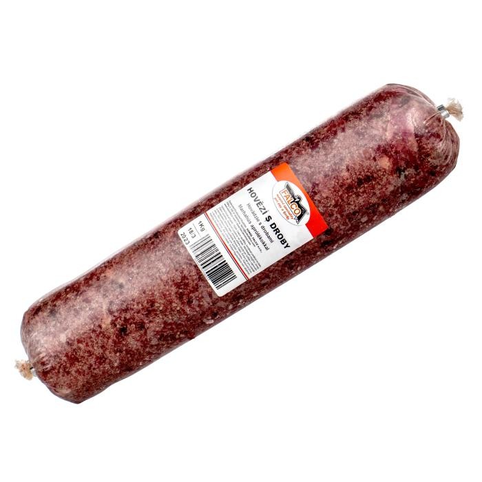BARF Mięso wołowe mielone z podrobami - salami - 1kg